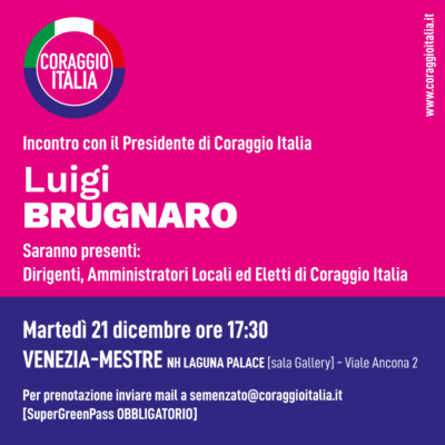 21 dicembre: incontro con il Presidente Luigi Brugnaro a Venezia-Mestre