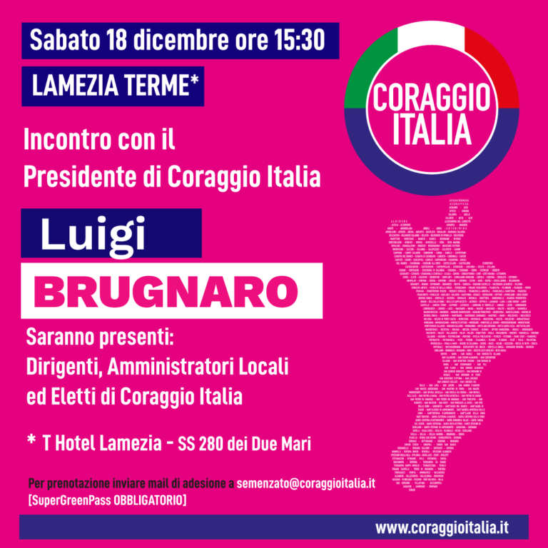 18 dicembre: il Presidente Luigi Brugnaro a Lamezia Terme